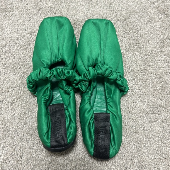 Ganni Satin Scrunch Ballet Flats - Picture 3 of 5